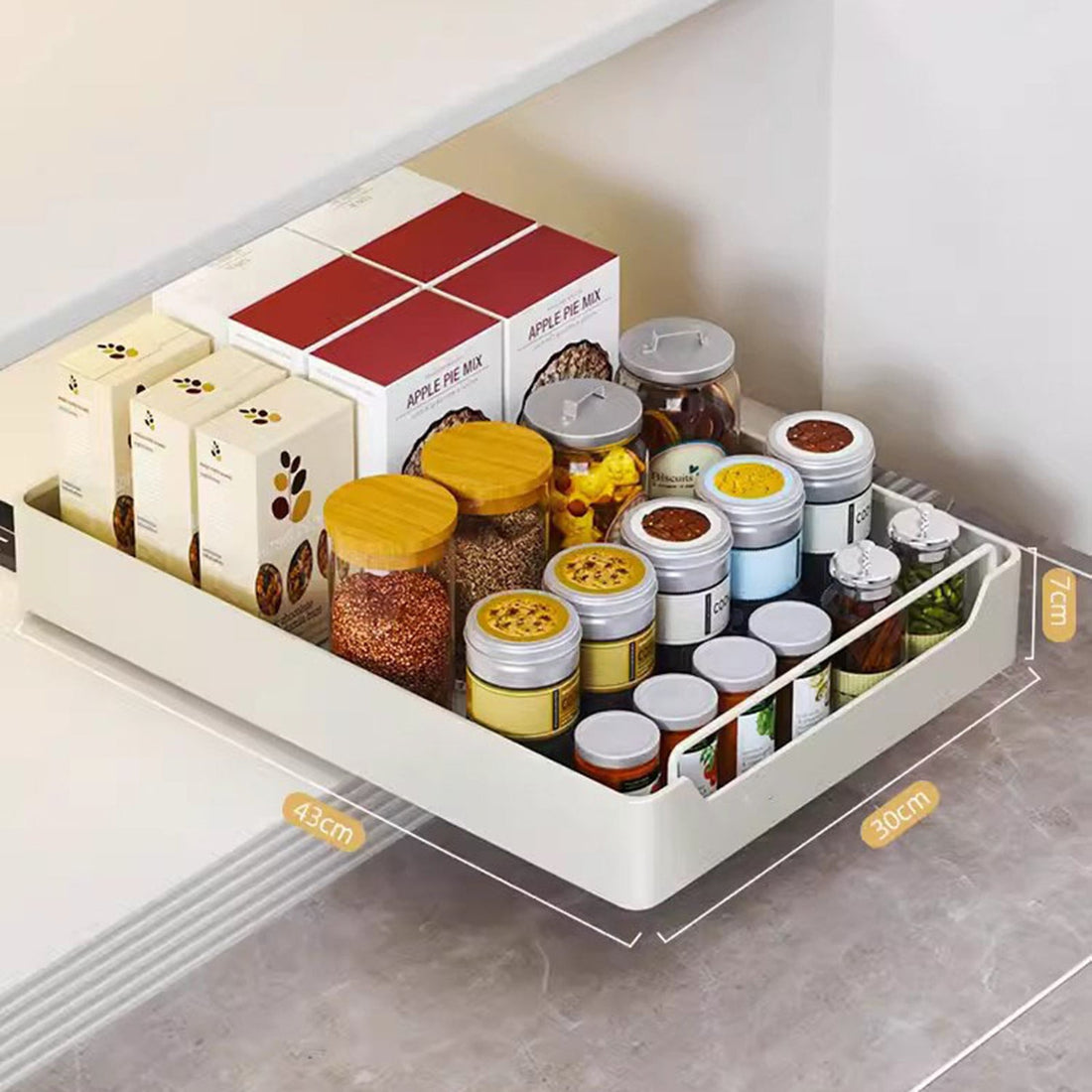 Organisateur de placard extensible Garvee avec adhésif en nylon, tiroir robuste pour cuisine et salle de bain, réglable et silencieux