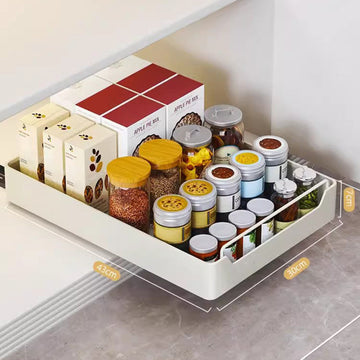 Organisateur de placard extensible Garvee avec adhésif en nylon, tiroir robuste pour cuisine et salle de bain, réglable et silencieux