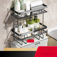 Étagère de salle de bain Garvee à 2 niveaux, sans perçage, structure métallique robuste, idéale pour les petits espaces.
