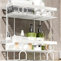Étagère de salle de bain Garvee à 2 niveaux, sans perçage, structure métallique robuste, idéale pour les petits espaces.
