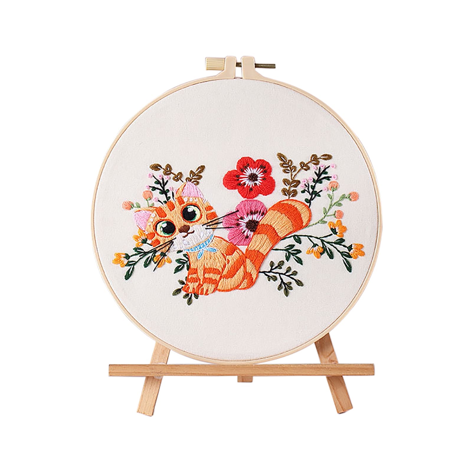 Kits de broderie animalière Garvee pour débutants, avec cadre et aiguilles, pour loisirs créatifs, ensemble complet en coton, broderie chat
