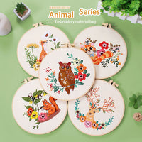 Kits de broderie animalière Garvee pour débutants, avec cadre et aiguilles, pour loisirs créatifs, ensemble complet en coton, broderie chat