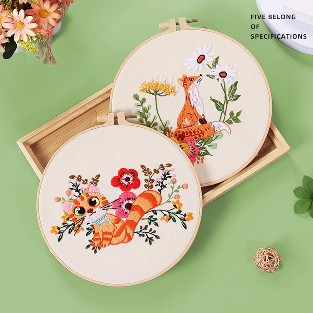 Kits de broderie animalière Garvee pour débutants, avec cadre et aiguilles, pour loisirs créatifs, ensemble complet en coton, broderie chat