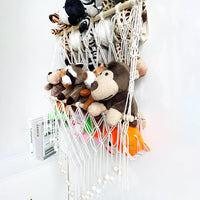 Hamac GARVEE pour ranger les peluches - Bois double couche, tissu en maille - Support mural pour jouets - Organisateur de jouets pour chambres d'enfants
