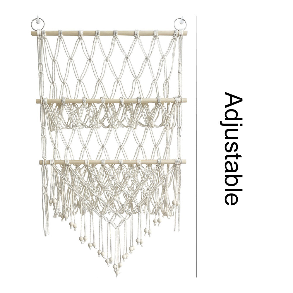 Hamac GARVEE pour ranger les peluches - Bois double couche, tissu en maille - Support mural pour jouets - Organisateur de jouets pour chambres d'enfants
