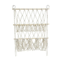 Hamac de rangement pour peluches GARVEE, 2 couches avec bois, style bohème pour chambre d'enfant, fixation murale, gain de place, avec pompons