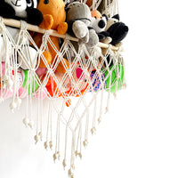 Hamac GARVEE pour ranger les peluches - Bois double couche, tissu en maille - Support mural pour jouets - Organisateur de jouets pour chambres d'enfants