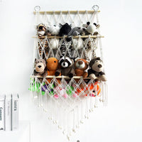 Hamac GARVEE pour ranger les peluches - Bois double couche, tissu en maille - Support mural pour jouets - Organisateur de jouets pour chambres d'enfants