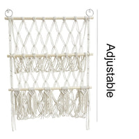 Hamac de rangement pour peluches GARVEE, 2 couches avec bois, style bohème pour chambre d'enfant, fixation murale, gain de place, avec pompons