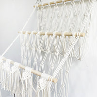 Hamac de rangement pour peluches GARVEE, 2 couches avec bois, style bohème pour chambre d'enfant, fixation murale, gain de place, avec pompons