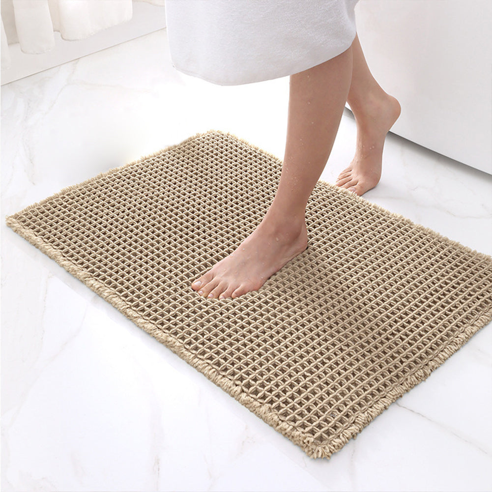 Serviette de bain Garvee 43 x 60 cm, texture gaufrée, ultra-absorbante, antidérapante, en coton avec pompons, moderne et lavable pour la salle de bain