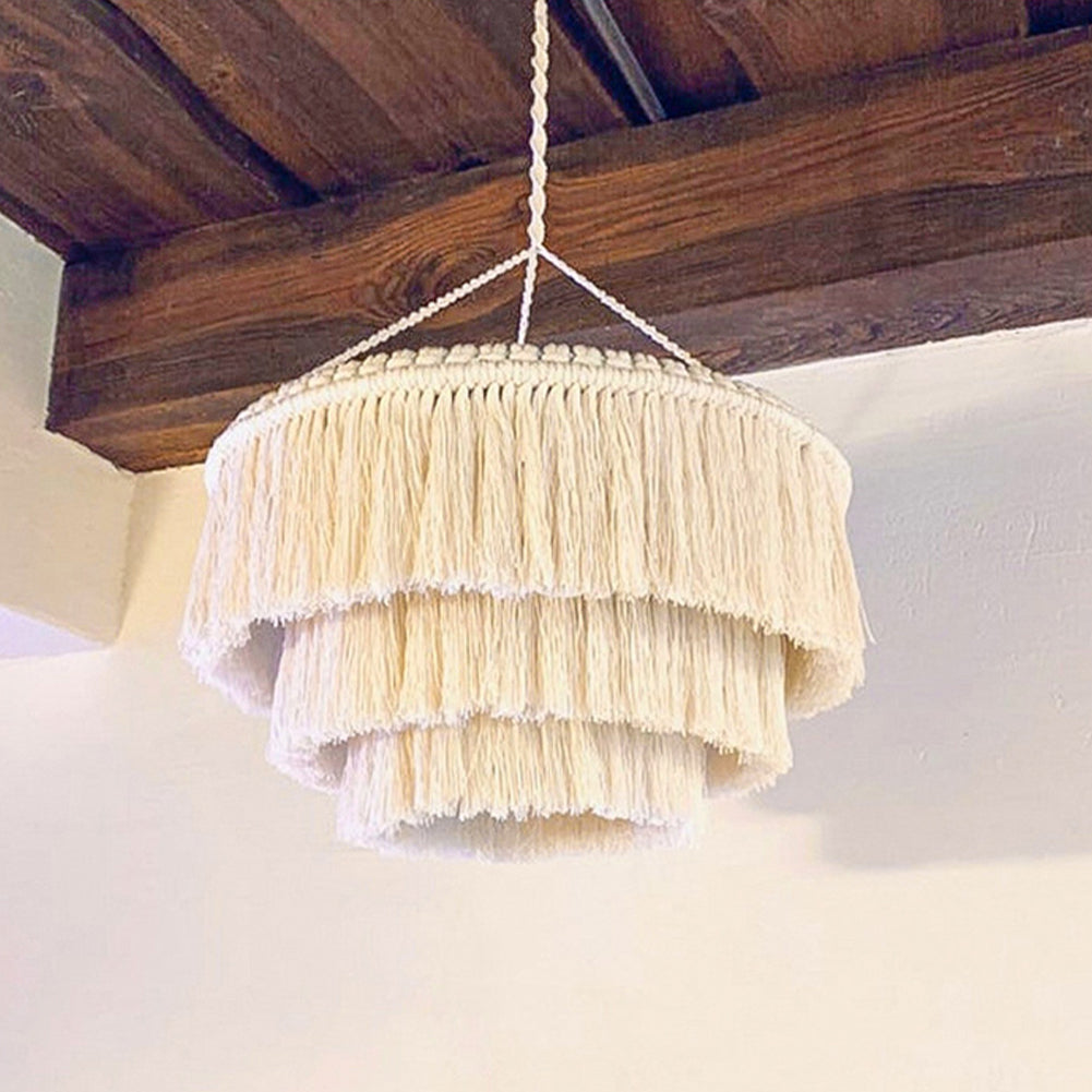 Garvee suspension bohème en macramé, abat-jour en corde de coton naturel, pour bureau, chambre et salon, 30 × 30 cm