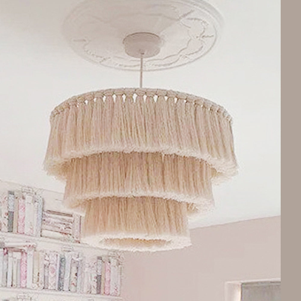 Garvee suspension bohème en macramé, abat-jour en corde de coton naturel, pour bureau, chambre et salon, 30 × 30 cm