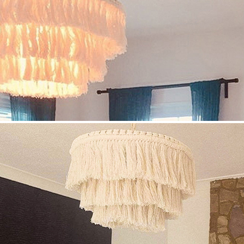 Garvee suspension bohème en macramé, abat-jour en corde de coton naturel, pour bureau, chambre et salon, 30 × 30 cm