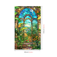 Film pour vitres Garvee, opaque, autocollant, 60 x 100 cm, motif arc-en-ciel 3D coloré avec plantes et fleurs.