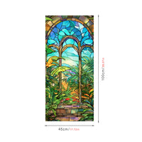 Film pour vitres Garvee, opaque, autocollant, 60 x 100 cm, motif arc-en-ciel 3D coloré avec plantes et fleurs.