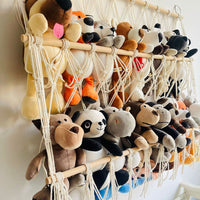 Hamac de rangement pour peluches Garvee, filet en bois, hauteur réglable, grande capacité, pour chambres d'enfants et salles de jeux, 70 x 80 cm, blanc