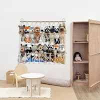 Hamac de rangement pour peluches Garvee, filet en bois, hauteur réglable, grande capacité, pour chambres d'enfants et salles de jeux, 70 x 80 cm, blanc