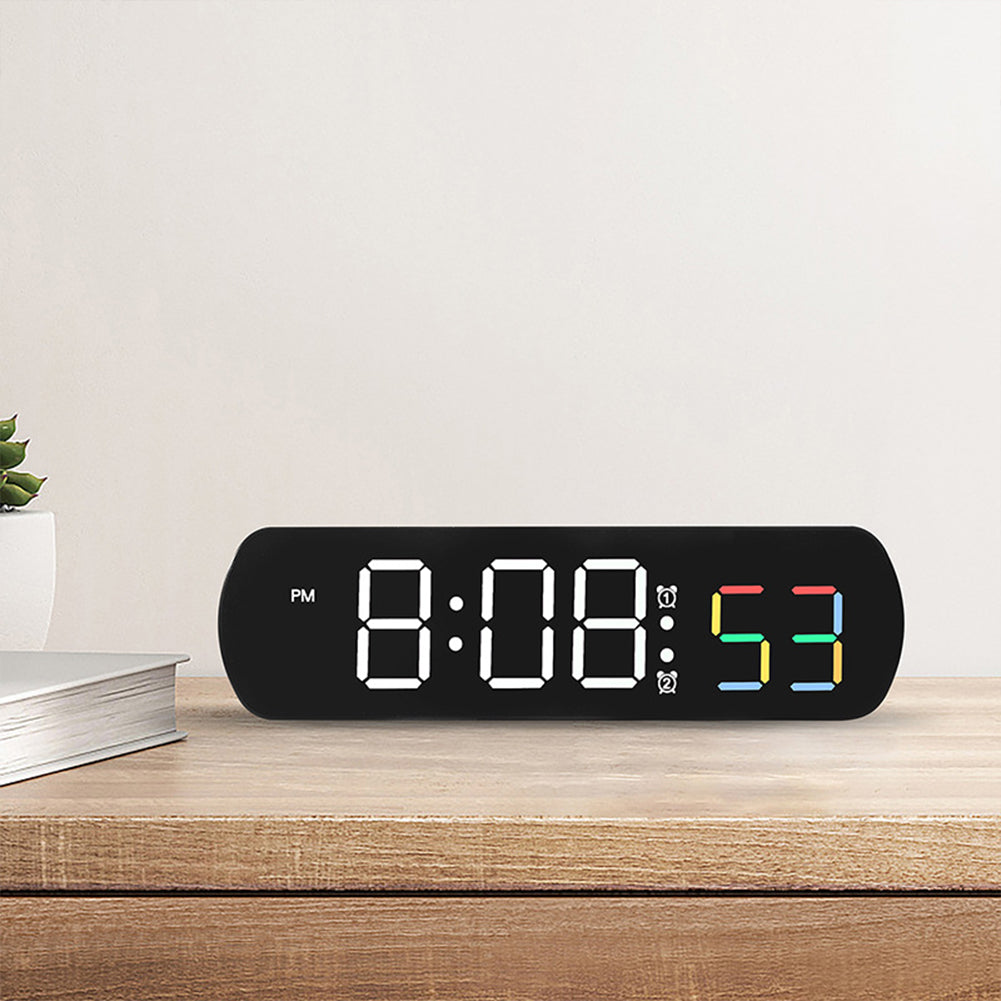 Garvee Réveil numérique avec affichage LED et indicateur de température pour chambre et bureau, fonctionne sur piles, luminosité réglable, compteur de secondes, 16, 5 cm