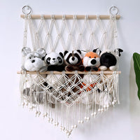 Hamac de rangement Garvee pour peluches, en macramé mural en bois de style bohème, pour chambre d'enfant ou salle de jeux.
