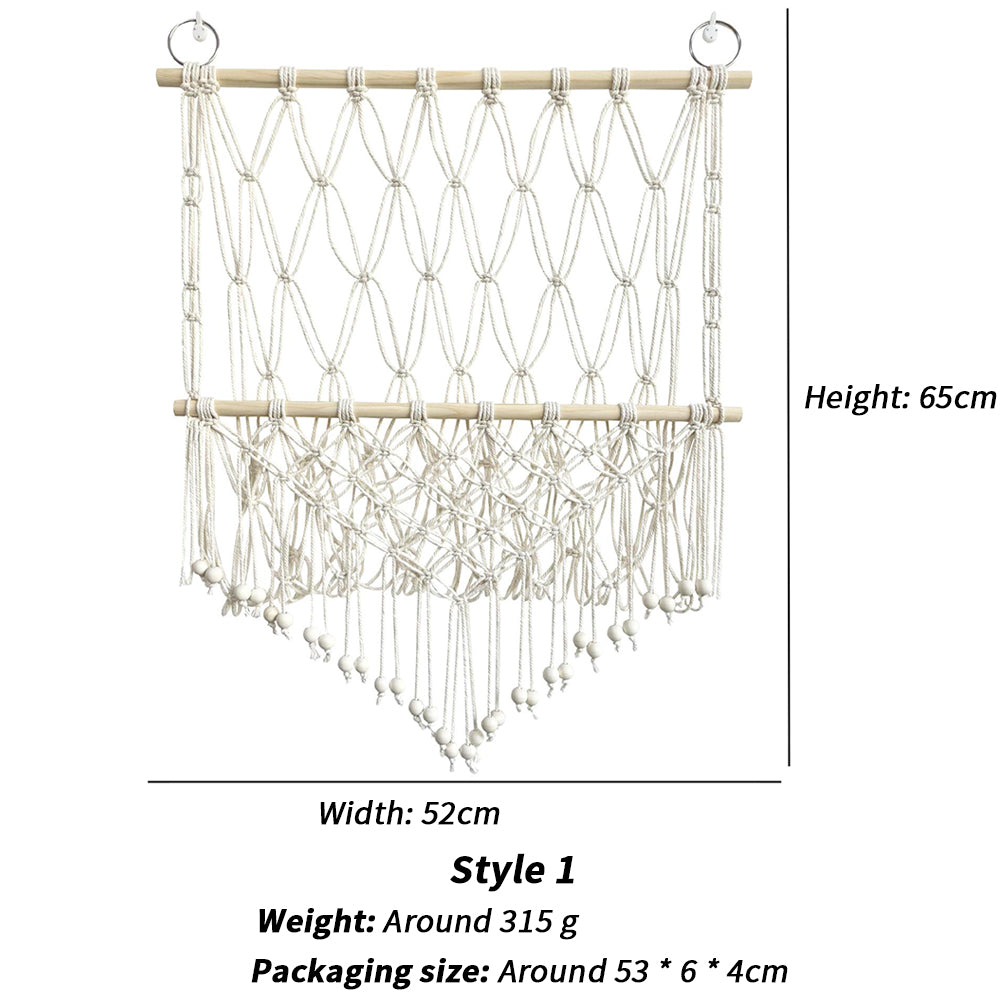 Hamac de rangement Garvee pour peluches, en macramé mural en bois de style bohème, pour chambre d'enfant ou salle de jeux.