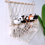Hamac de rangement Garvee pour peluches, en macramé mural en bois de style bohème, pour chambre d'enfant ou salle de jeux.