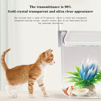 Petit aquarium Garvee avec éclairage, filtre mural, base antidérapante pour salon, vue à 360°, grand écran, matériau PS, kit de démarrage, transparent