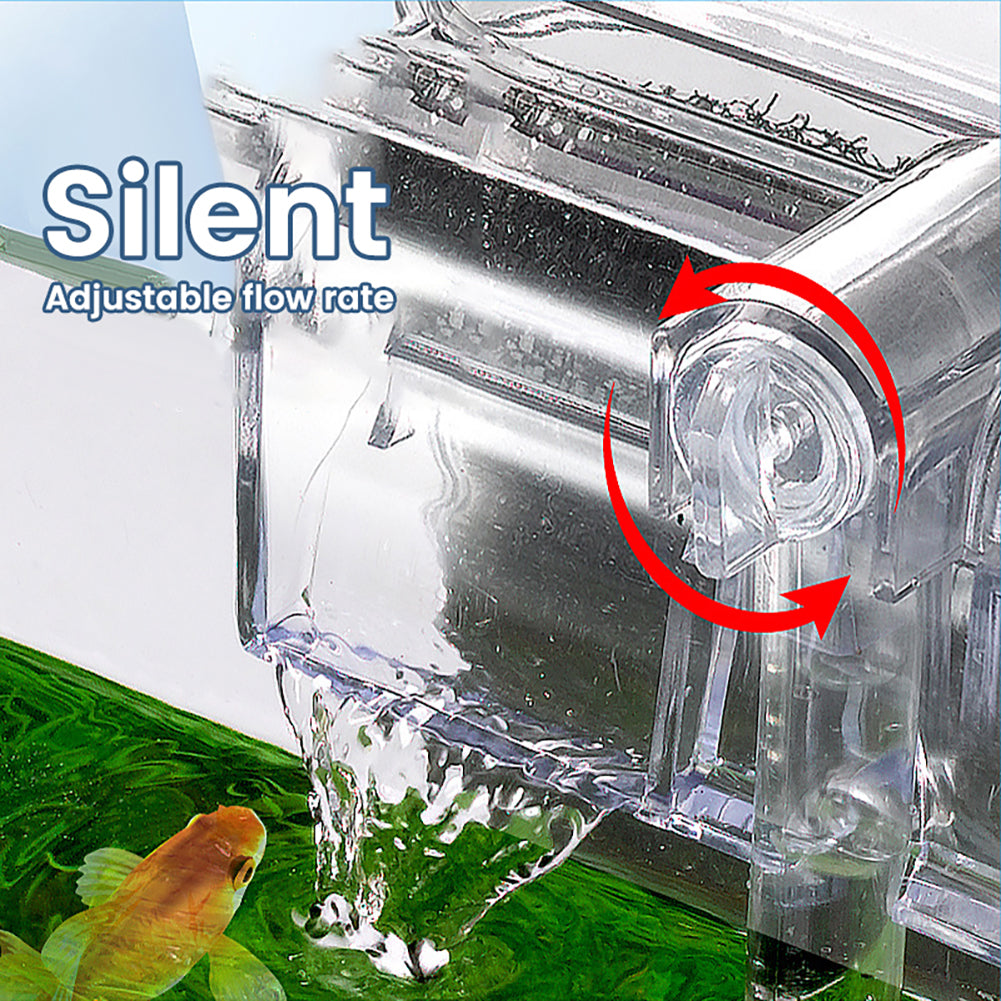 Filtre d'aquarium Garvee USB Mini silencieux avec débit d'eau réglable pour aquariums, 2,5 W, fixation murale