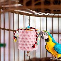 Pierre à mâcher extra large Garvee pour oiseaux, avec crochet en métal et clochette, accessoire de cage pour perroquets, chinchillas et calopsittes.