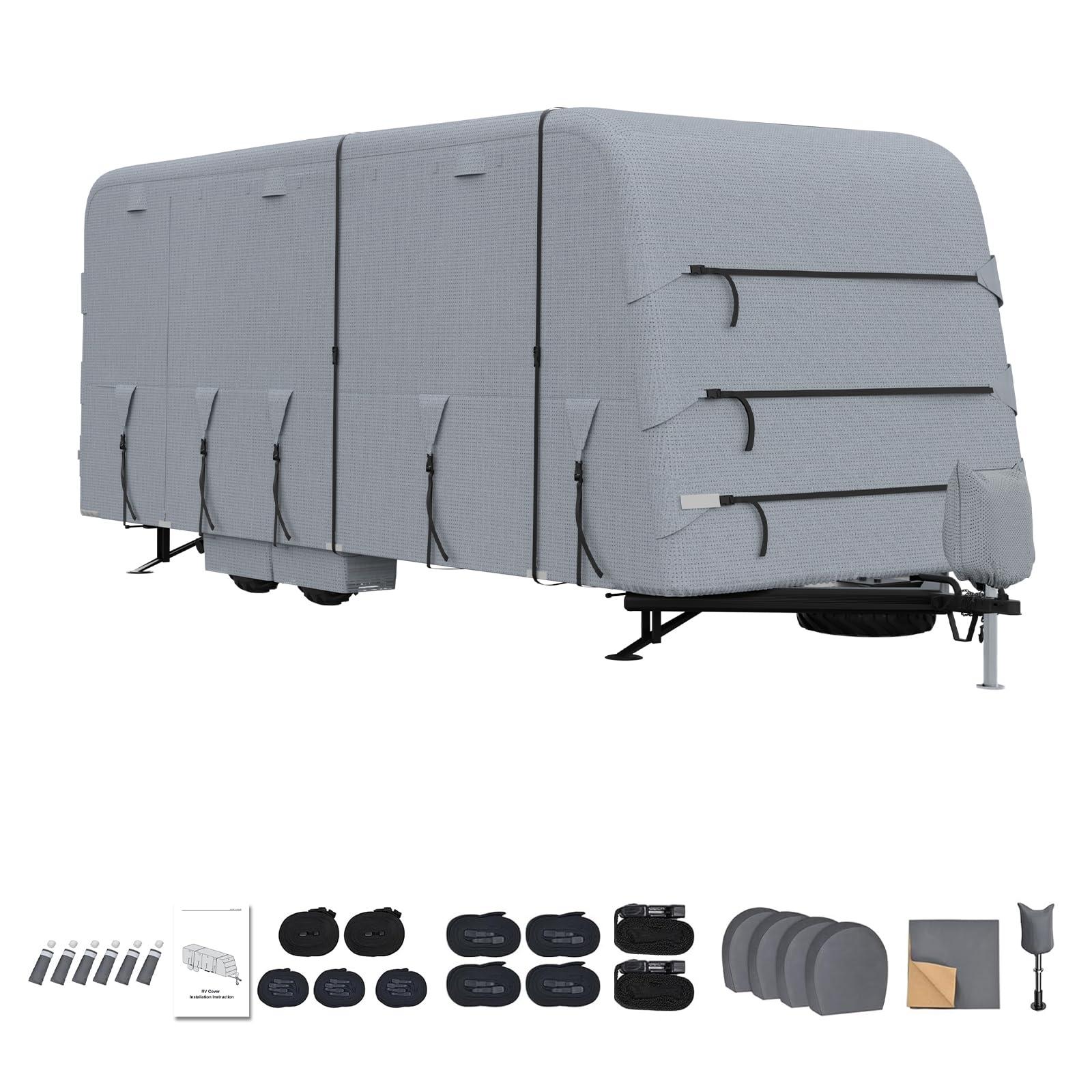Housse Garvee pour caravanes de 5,5 à 6 m (18 à 20 pi), épaisseur renforcée, matériau imperméable et indéchirable, grise, protection extérieure