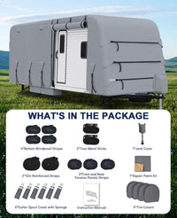 Housse Garvee pour caravanes de 5,5 à 6 m (18 à 20 pi), épaisseur renforcée, matériau imperméable et indéchirable, grise, protection extérieure