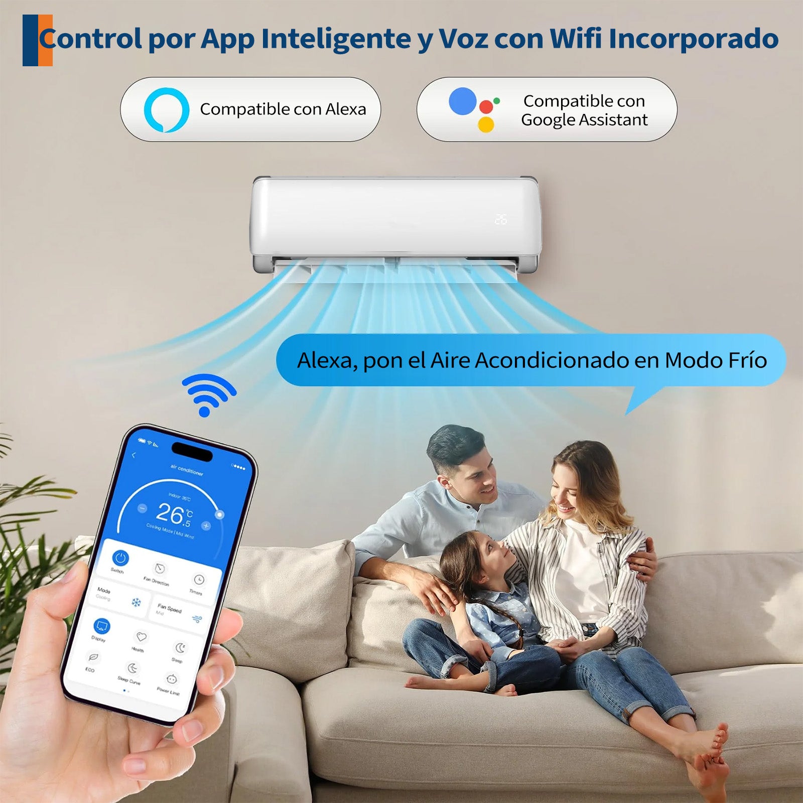 Garvee Climatiseur split AUX 9 000 BTU, A++ R32, WiFi, climatisation réversible intelligente pour maison