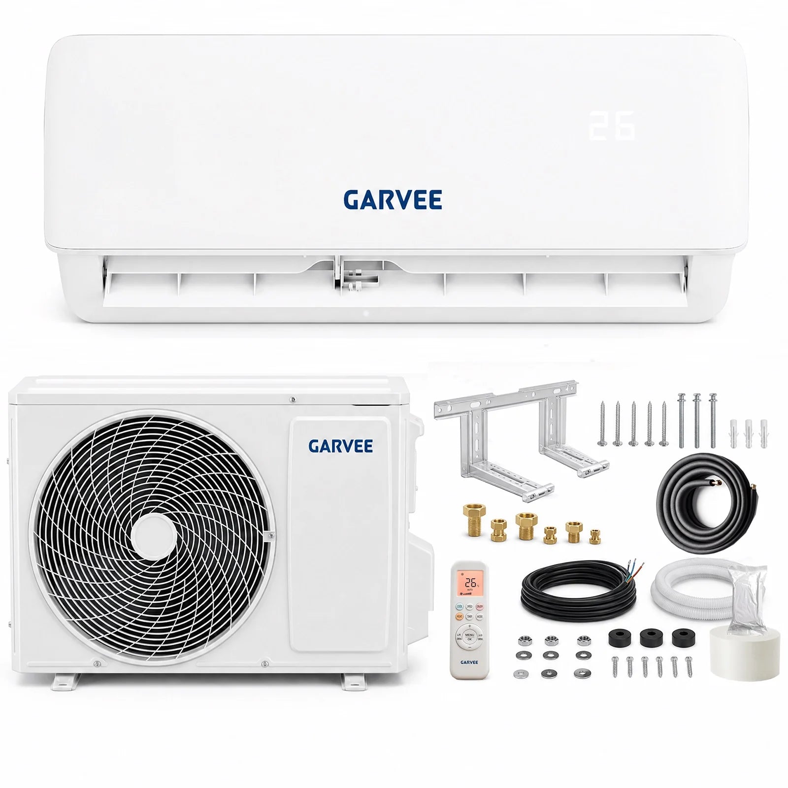 Garvee Climatiseur Split Inverter 18000 BTU, Haute Efficacité et Silencieux, Commande Wi-Fi Intelligente, Blanc
