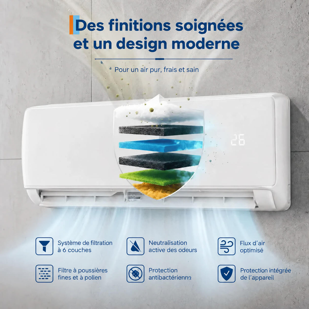 Garvee Climatiseur Split Inverter 18000 BTU, Haute Efficacité et Silencieux, Commande Wi-Fi Intelligente, Blanc