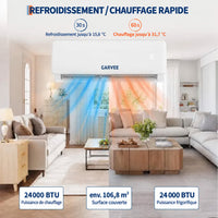 Garvee Climatiseur Split Inverter 24000 BTU, Haute Efficacité et Silencieux, Contrôle Wi-Fi Intelligent, Blanc