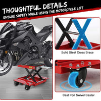Garvee Cric élévateur professionnel pour moto, support de maintenance jusqu’à 544 kg, plateforme antidérapante, hauteur réglable, idéal atelier et garage