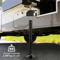 Garvee Lot de 4 Vérins Stabilisateurs Réglables pour Camping-Car et Caravane, 53 à 124 cm, Charge Maximale de 2 268 kg par Vérin, Adaptateur pour Perceuse Inclus