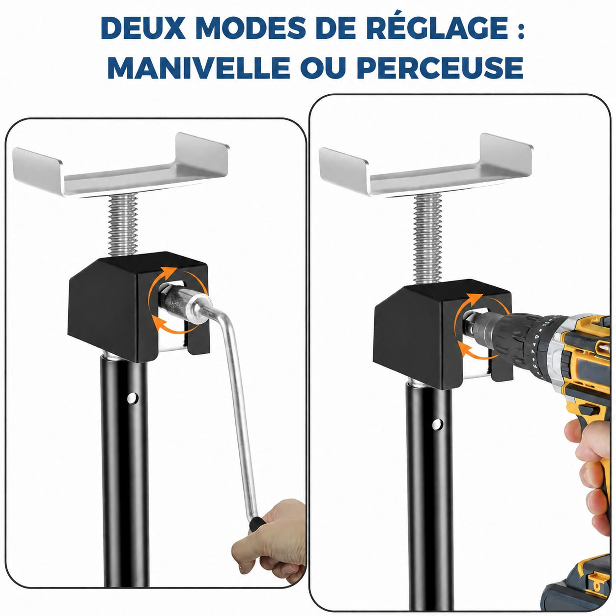 Garvee Lot de 4 Vérins Stabilisateurs Réglables pour Camping-Car et Caravane, 53 à 124 cm, Charge Maximale de 2 268 kg par Vérin, Adaptateur pour Perceuse Inclus