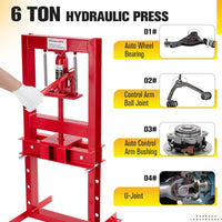 Garvee Presse hydraulique 6T à cadre en H avec 2 plateaux de presse pour ateliers automobiles et métallurgiques, table réglable, acier, résistante à la rouille