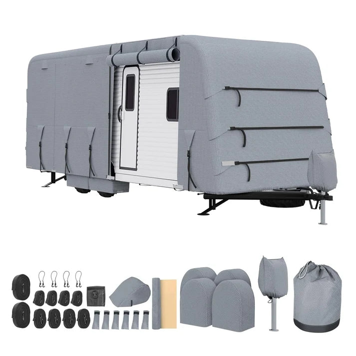 Housse Garvee pour caravanes de 10 à 10,5 m (33 à 35 pi), couches ultra-résistantes, matériau imperméable et indéchirable, grise, protection pour le camping