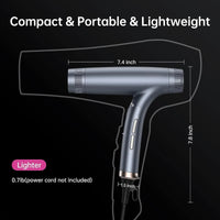 Garvee Sèche-Cheveux Professionnel 1500 W avec Moteur Sans Balais, Double Ionisation, 12 Réglages, Pliable, Ultra-Silencieux et Embout Magnétique, pour Maison, Salon et Voyage