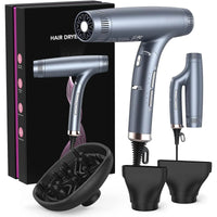 Garvee Sèche-Cheveux Professionnel 1500 W avec Moteur Sans Balais, Double Ionisation, 12 Réglages, Pliable, Ultra-Silencieux et Embout Magnétique, pour Maison, Salon et Voyage