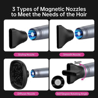 Garvee Sèche-Cheveux Professionnel 1500 W avec Moteur Sans Balais, Double Ionisation, 12 Réglages, Pliable, Ultra-Silencieux et Embout Magnétique, pour Maison, Salon et Voyage