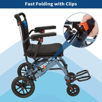 Garvee Fauteuil Roulant Pliant Ultraléger et Portable, Freins à Main, Capacité jusqu'à 100 kg, Compact et Peu Encombrant, pour Seniors et Enfants
