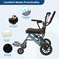 Garvee Fauteuil Roulant Pliant Ultraléger et Portable, Freins à Main, Capacité jusqu'à 100 kg, Compact et Peu Encombrant, pour Seniors et Enfants