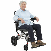 Garvee Fauteuil Roulant de Transfert Pliant et Léger en Aluminium, Accoudoirs Relevables, Freins de Sécurité, pour Seniors, Usage Intérieur et Extérieur