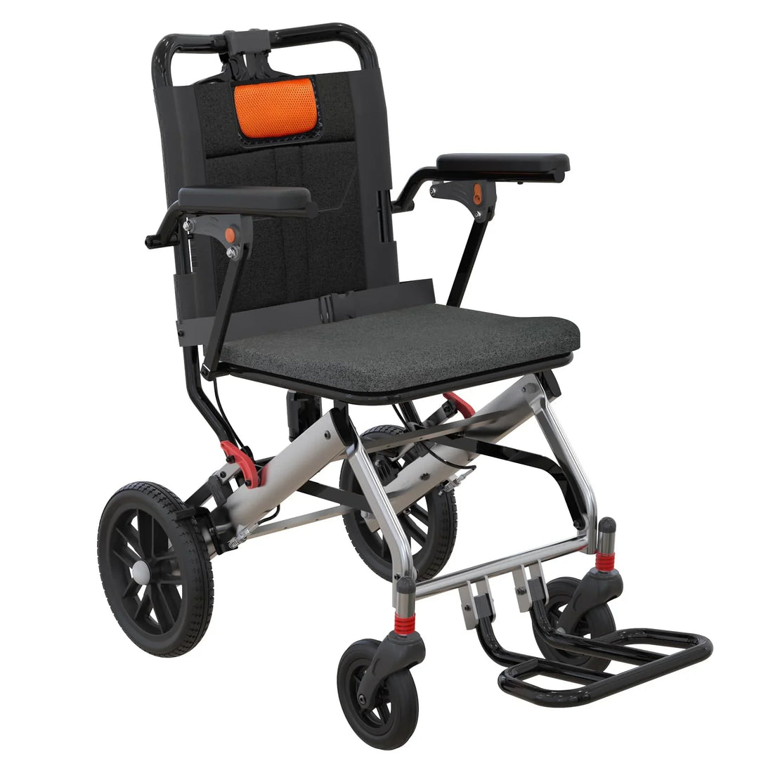 Garvee Fauteuil Roulant de Transfert Pliant et Léger en Aluminium, Accoudoirs Relevables, Freins de Sécurité, pour Seniors, Usage Intérieur et Extérieur