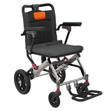 Garvee Fauteuil Roulant de Transfert Pliant et Léger en Aluminium, Accoudoirs Relevables, Freins de Sécurité, pour Seniors, Usage Intérieur et Extérieur