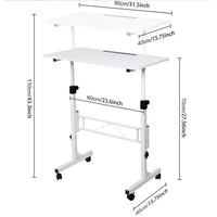 Garvee Bureau Mobile Réglable en Hauteur, Table à Roulettes 81,3×40,6 cm Blanc, Support 90,7kg, pour Bureau et Chambre