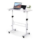 Garvee Bureau Mobile Réglable en Hauteur, Table à Roulettes 81,3×40,6 cm Blanc, Support 90,7kg, pour Bureau et Chambre - Blanc